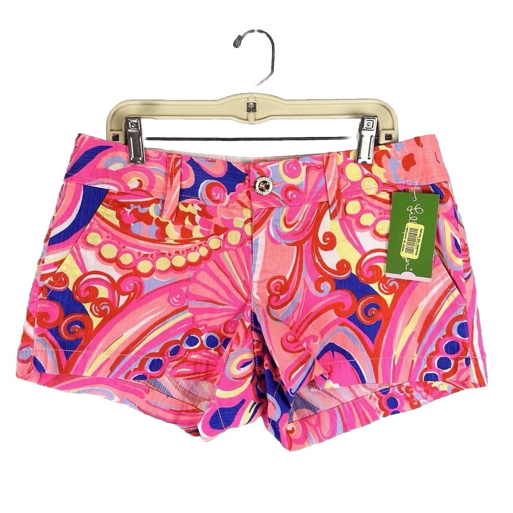 Lilly Pulitzer Shorts Womens 0 Multi Reef Retreat Pink Tropical Resortwear Beach